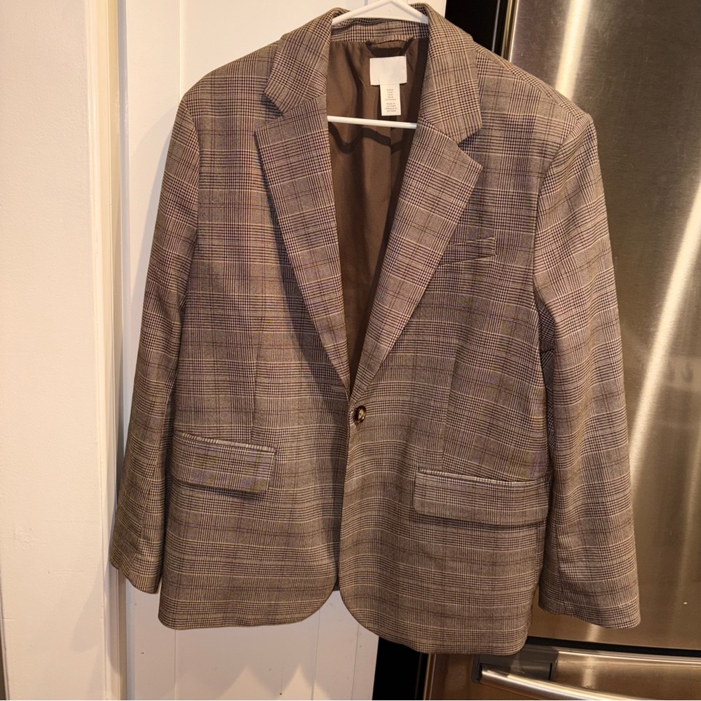 H&M Brown Plaid Women’s Oversized Blazer - Medium